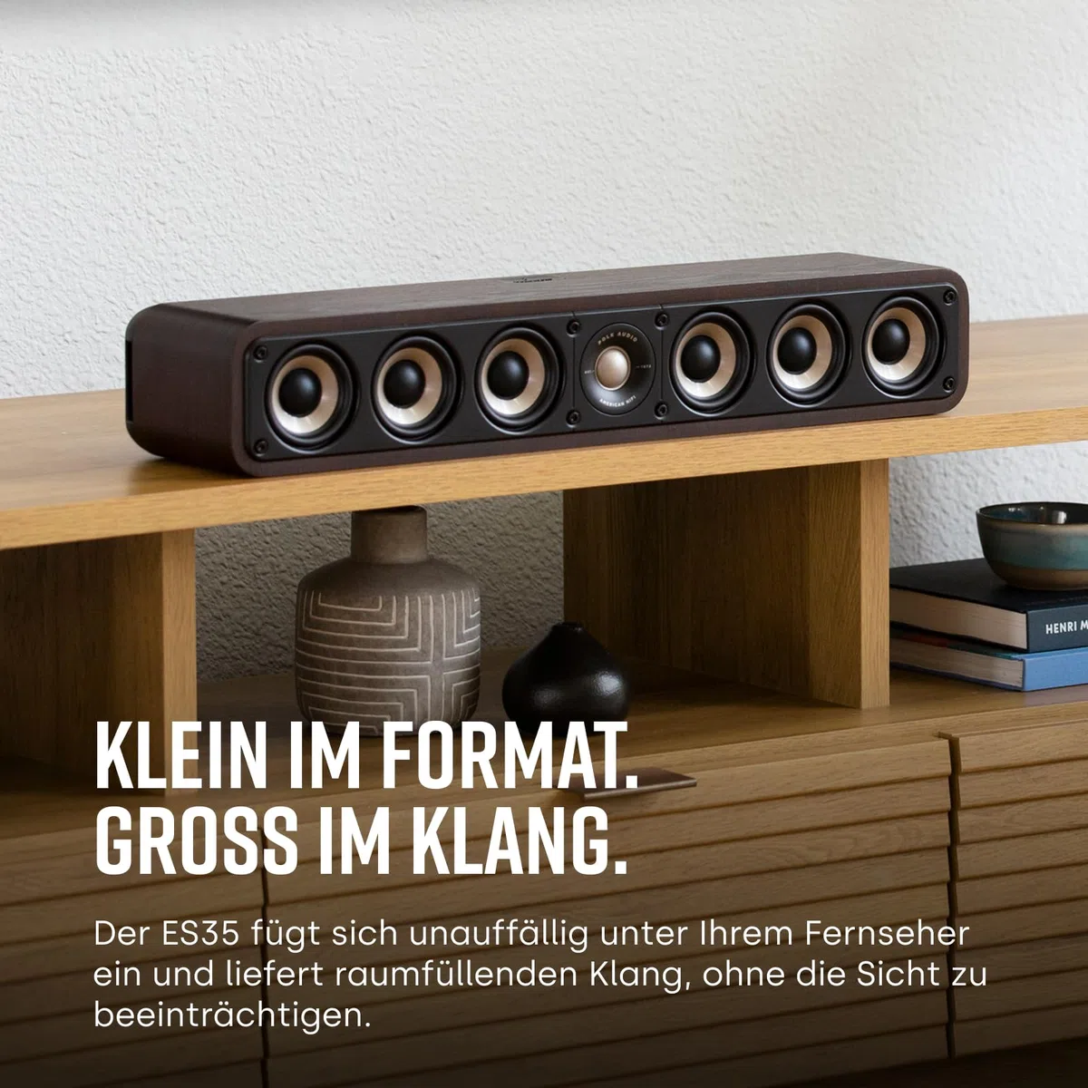 Polk Audio Signature Elite ES35 Centerlautsprecher, schlanker, hochauflösender Center Lautsprecher, Hi-Res Zertifiziert, Dolby Atmos und DTS:X kompatibel (Stück)