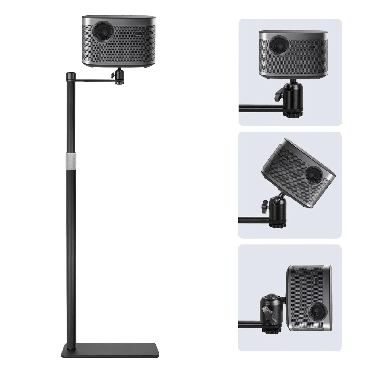 AKOZLIN Metall Projektorhalterung, 360° drehbare Projektorhalterung, höhenverstellbar, verdeckter L-förmiger Bodenständer (Sofa-Stand-Projector-N)