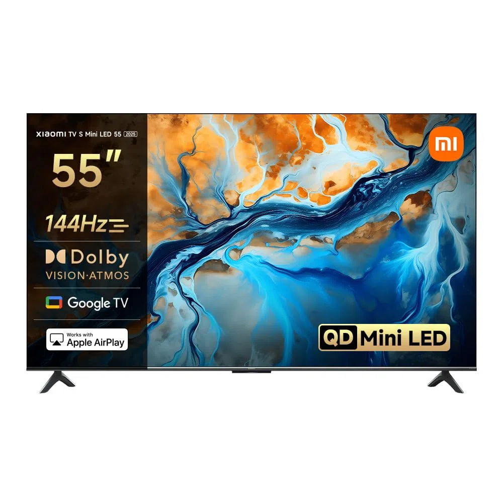 XIAOMI TV S Mini LED 55 Zoll (140 cm), 4K UHD Smart TV, 144Hz (240Hz Game Boost Mode), Dolby Atmos & Vision, HDR10+, Triple Tuner, DVB-C/S/S2/T/T2, Google TV, MEMC, Airplay, Google Assistant