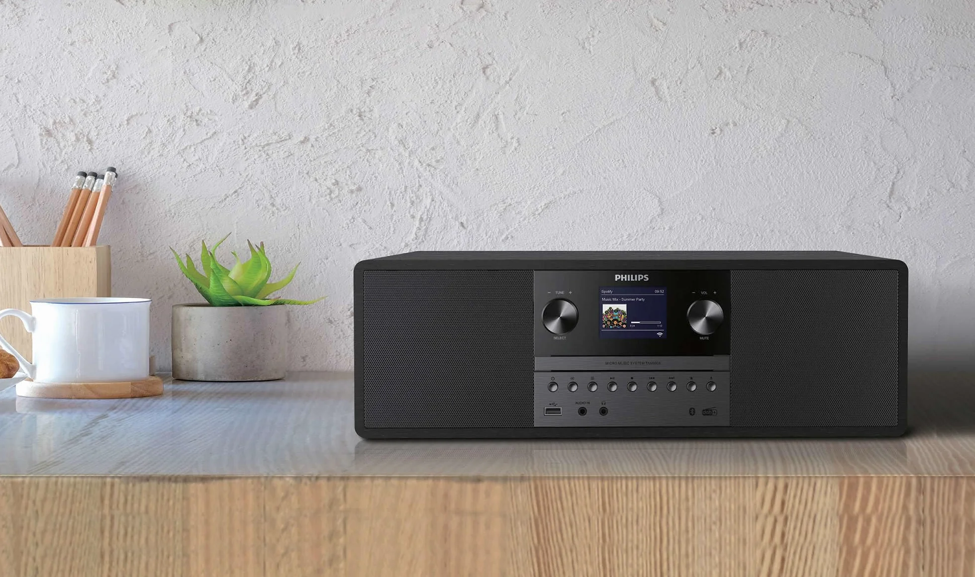 Philips Mikro-Musiksystem TAM6805 50W All-in-One mit Internetradio, Bluetooth, Spotify Connect, USB, CD-Player, DAB+, FM, Bassreflex-Lautsprecher – Kompaktes Audiosystem für Zuhause, Büro oder Küche