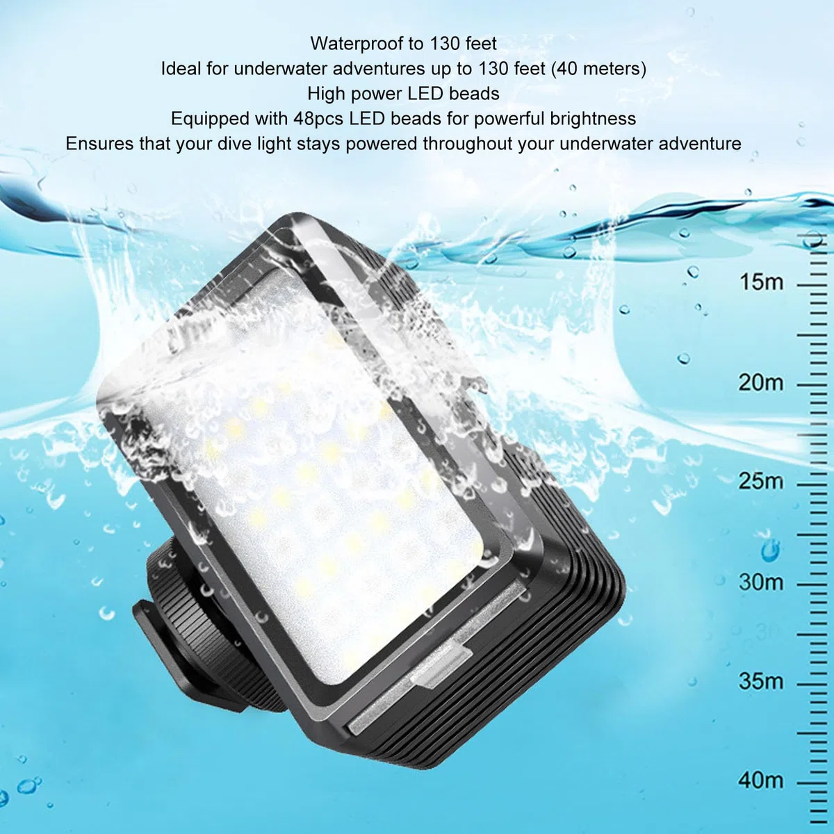 LED-Kameraleuchte, 40 M, Wasserdicht, 2700 K Bis 5600 K, Unterwasserbeleuchtung, Tauchleuchte, Tragbare Tauch-LED-Videoleuchte für Action-Kamera
