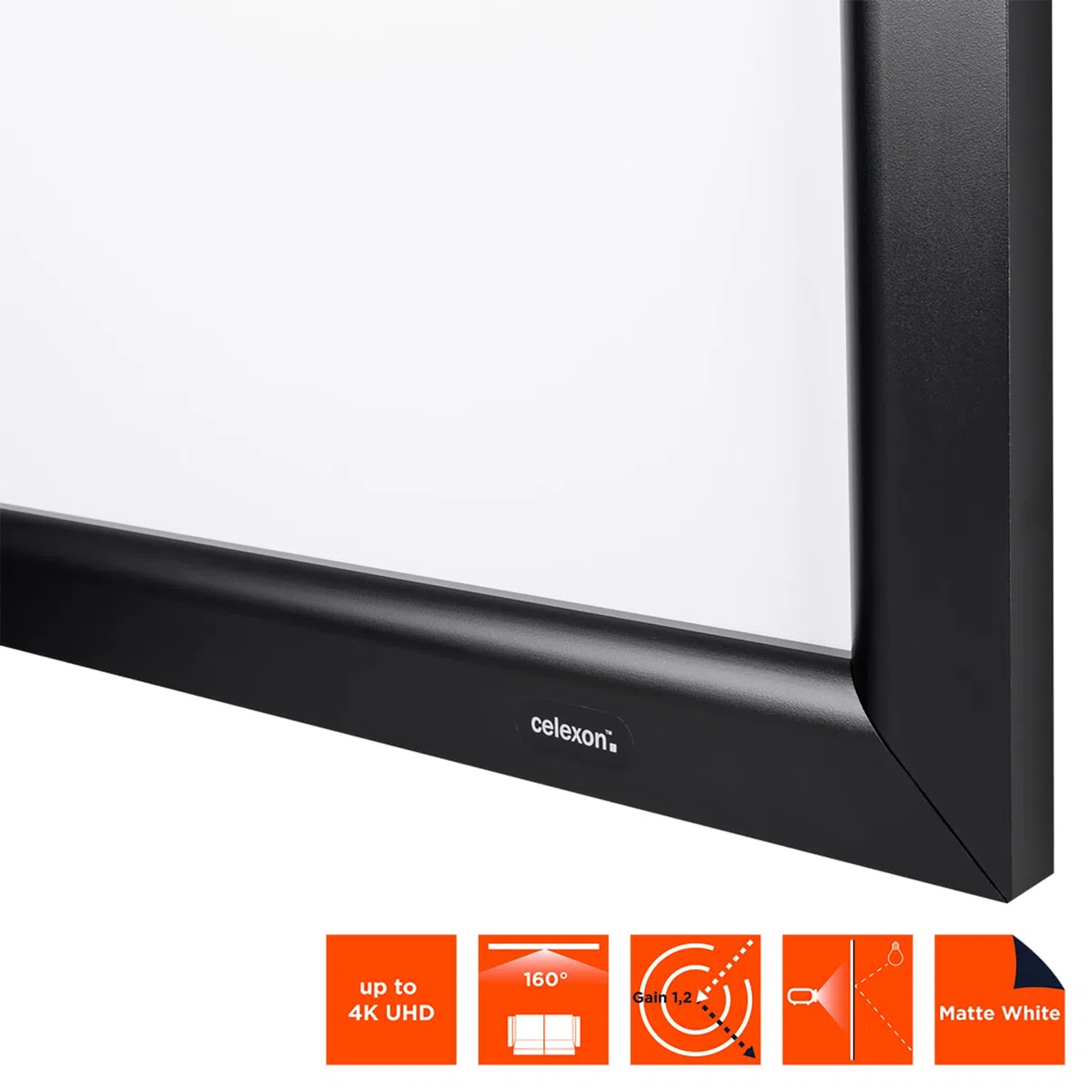 celexon HomeCinema Rahmen-Leinwand 70" | 160x90 cm 16:9 | langlebige 4K, Full-HD Beamer-Projektions-Leinwand mit top Planlage für Ihr Büro oder Heimkino | Aluminium-Frame zur Wandmontage