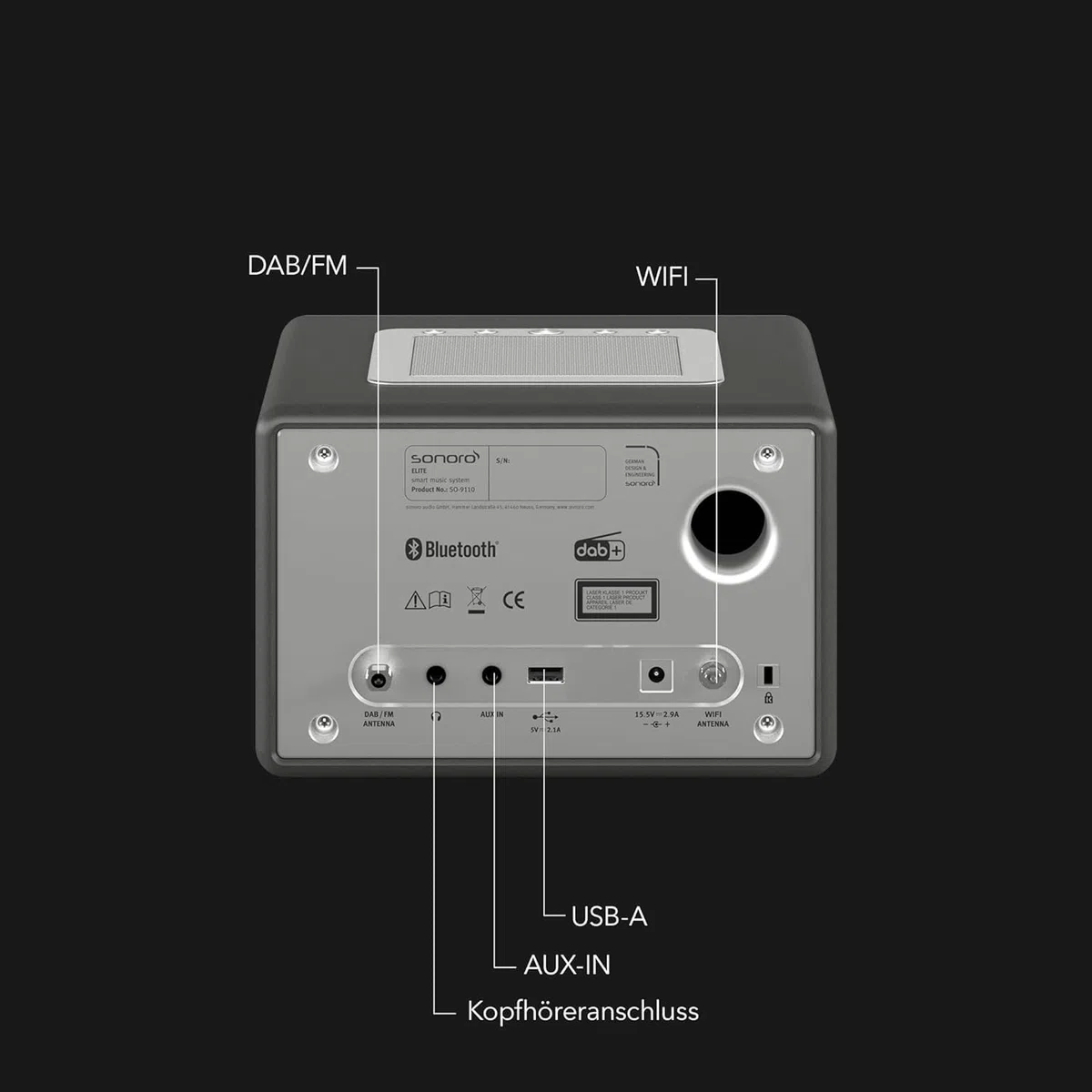 sonoro Elite Internetradio mit CD-Player (FM, DAB Plus, Podcasts, Spotify, Amazon Music, Deezer) Matt Graphit