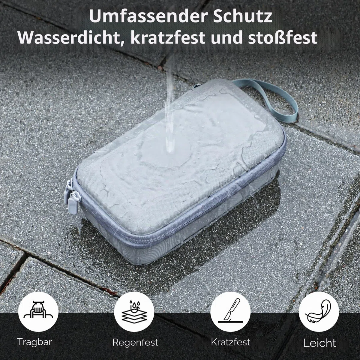 Osmo 7P Tasche, tragbare Aufbewahrungstasche, kompakte Tragetasche für DJI Osmo Mobile 7P Vlog Combo Zubehör, Hellgrau [Nur Hülle]