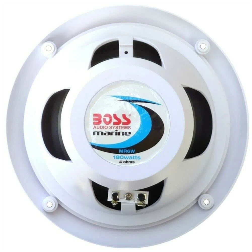 KIT-Set FÜR BOSS Audio Systems MR6W 2 Marine-Lautsprecher, 6,5 Zoll, 19,00 cm, 90 Watt RMS, 180 Watt Max, wasserdicht, weiß (Set 2), hochwertige Premium-Qualität für Boote + Aufkleber und Zubehör
