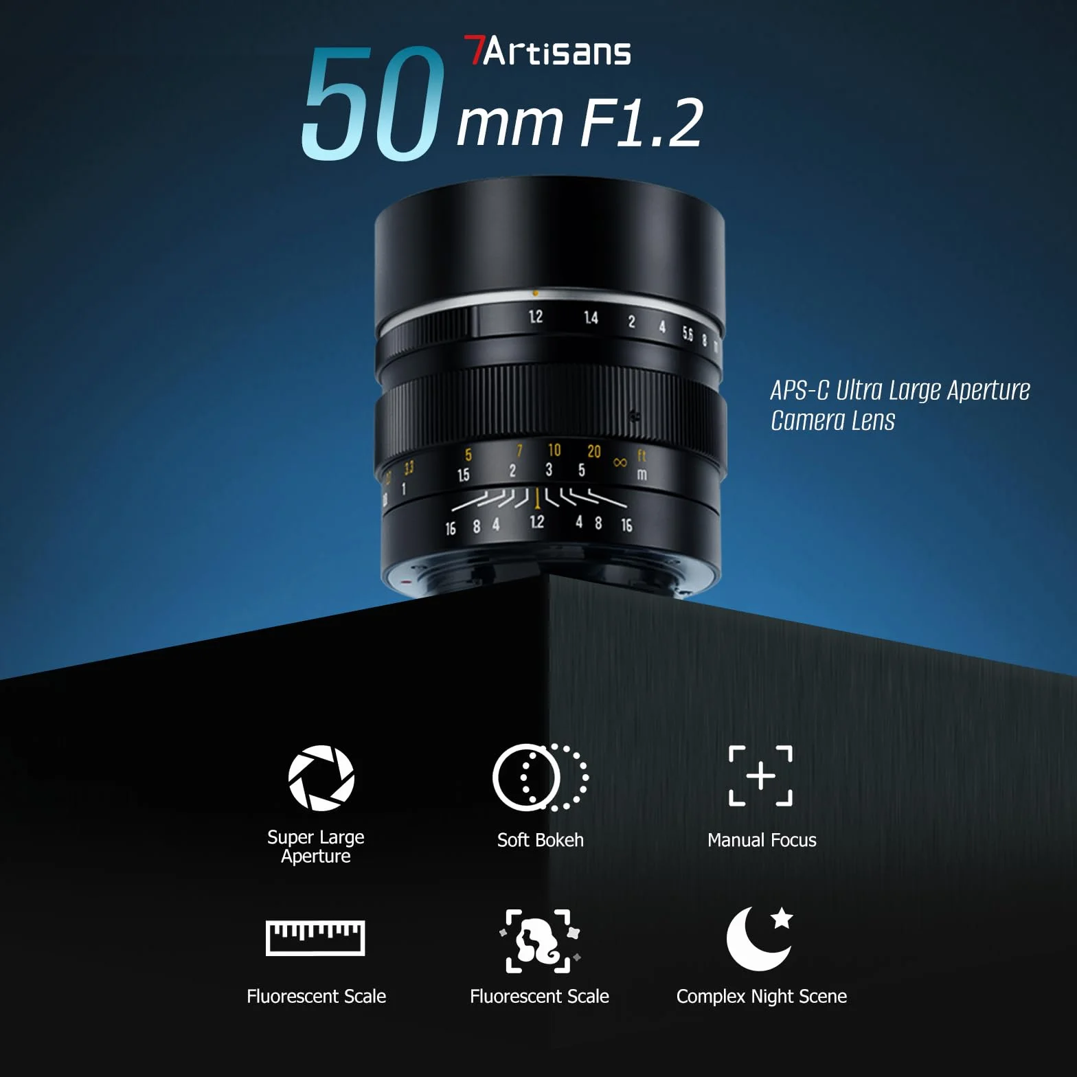 7Artisans 50mm F1.2 für M43-Mount Objektiv, APS-C manueller Fokus, kompatibel mit Olympus and Panasonic M4/3-Mount GH/G9/GX/GF/BGH-Serie