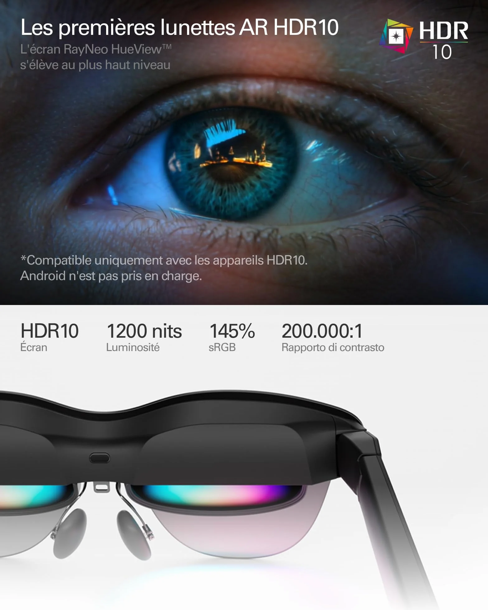RayNeo Air 4 Pro AR/XR-Brille mit 2 Paar Sound Tube