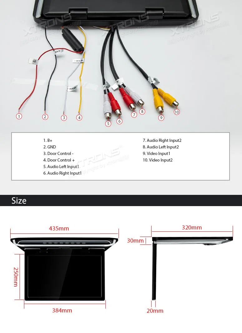 XTRONS 15,6“ Digital TFT 16:9 FHD Bildschirm für Auto Bus unterstützt 1080P Video Auto Overhead Player Auto Monitor mit HDMI Port Automosphäre LED Licht Windows CE für Urlaub