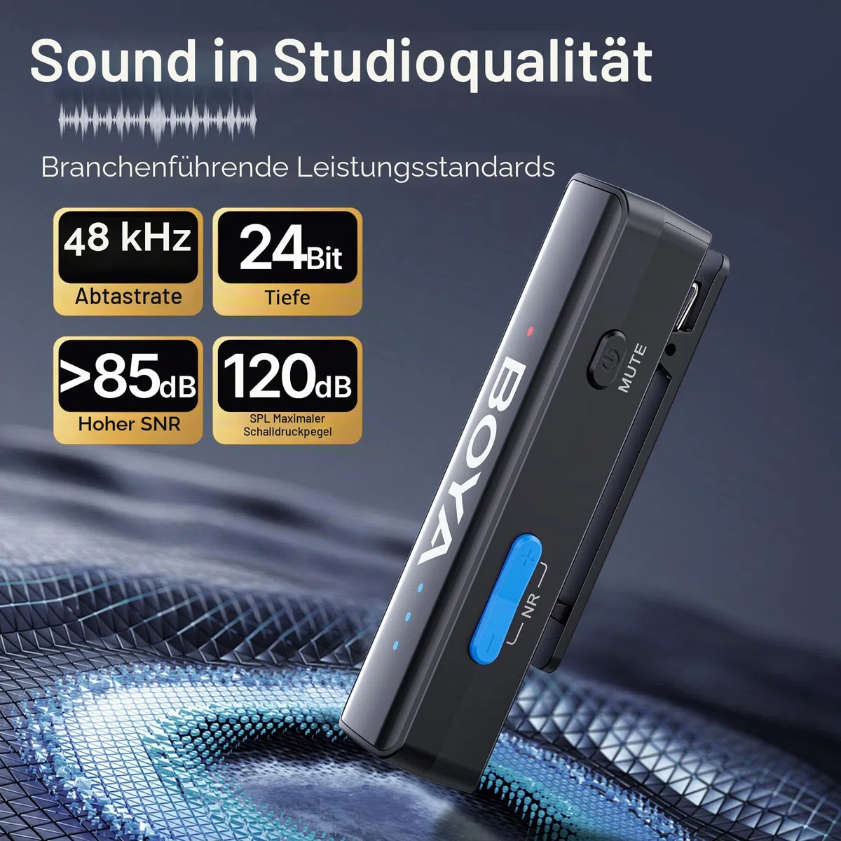BOYA BOYALINK 2 A2 Drahtloses Lavalier-Mikrofon für iPhone, Kamera, Android, Kabellos Mini Mikrofon, 48 kHz 24 Bit, 1000ft, Rauschunterdrückung, Clip on Mic USB-C/Lightning/3.5mm TRS