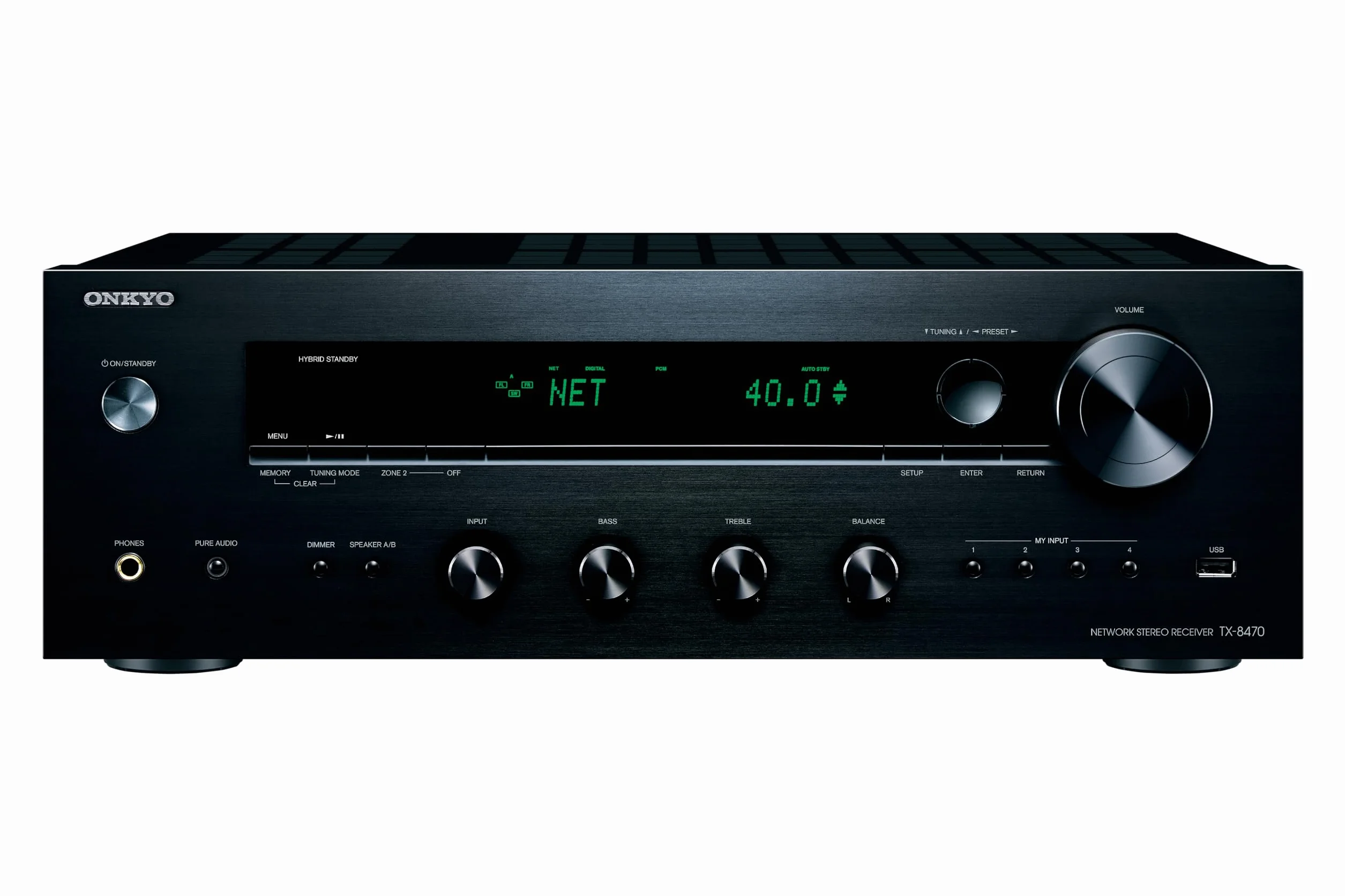 Onkyo TX-8470 2-Kanal Stereo Receiver mit WLAN, Bluetooth, Phono, Hi-Res Audio und Roon Ready
