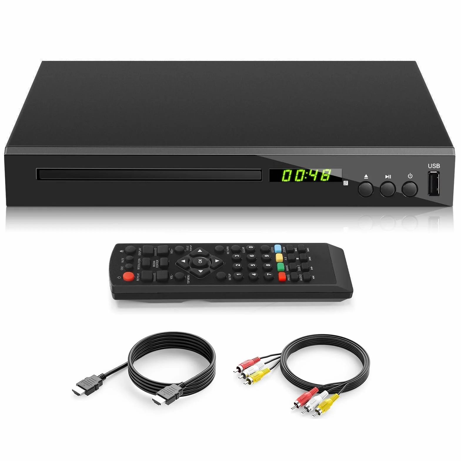 HD Blu-ray Player, Kompakter Blu-ray Disc Player HD 1080P DVD Player für TV mit HDMI-Ausgang, AV-Ausgang, Koaxialausgang, USB-Eingang, Spielt Blu-Ray Discs der Region B/2 und Multiregionale DVD-Discs