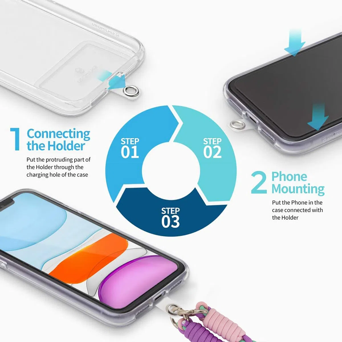 Handykette Universal zum Umhängen Handyband Kordel Kette für aus Nylon, Kompatibel mit jedem Handy und Smartphone,Phone Lanyard + 1 Stück Pad