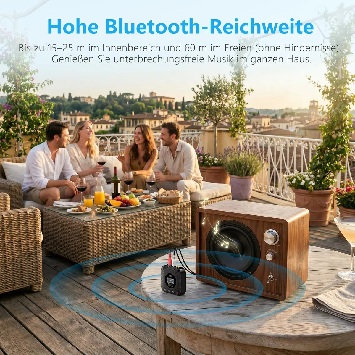 1Mii B06HD+ Hi-Res Bluetooth 5.3 Receiver mit LDAC & aptX HD, Audiophiler DAC & OLED-Display – Kabelloser Audio-Empfänger für Stereoanlage & Lautsprecher (Optisch/Cinch/Koaxial)