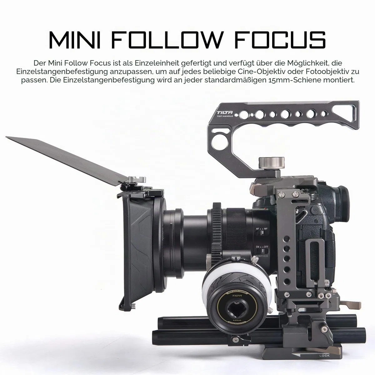 Tilta Folgen Fokus,Mini Follow Focus,DSLR Objektiv Zoom Control Manueller Folgen Fokus für Sony A7 A9,Nikon GH5, BMPCC 4K 6K FF-T06