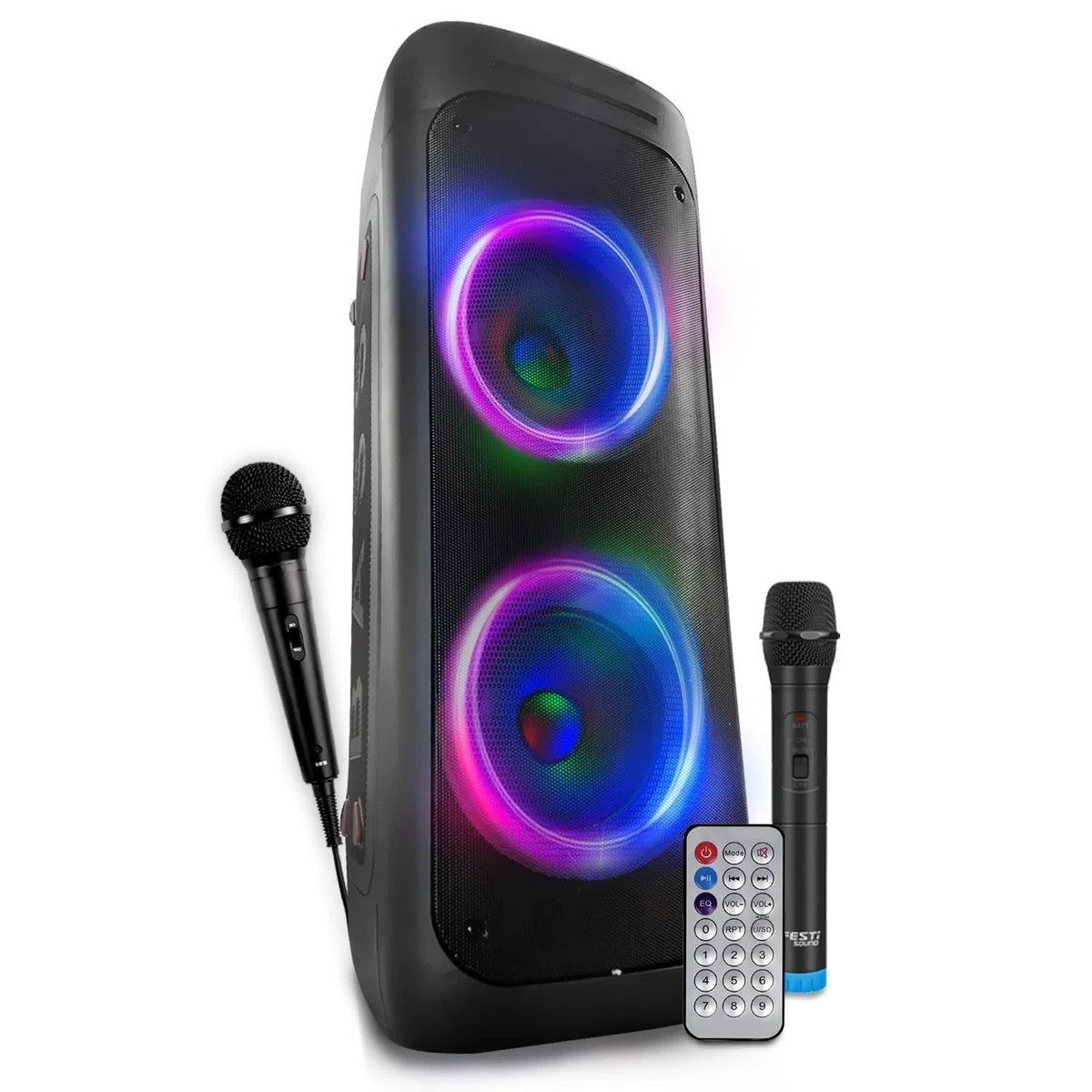 Autonomer DJ-Lautsprecher, 1000 W, beleuchtet, CD-Player, Akku, Bluetooth, USB, Sono, Radio, Partybox, Abend, Party, Geburtstag