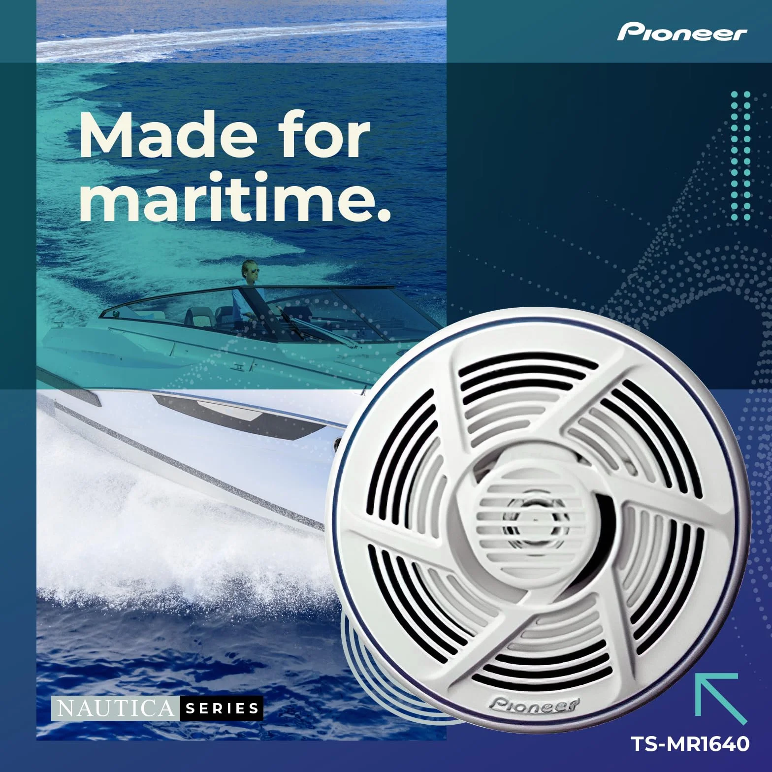 PIONEER TS-MR1640 Marinetauglicher 2-Wege Outdoor Lautsprecher (160 W), 16 cm, Eingangsnennleistung 30 W, Gitter in Weiss