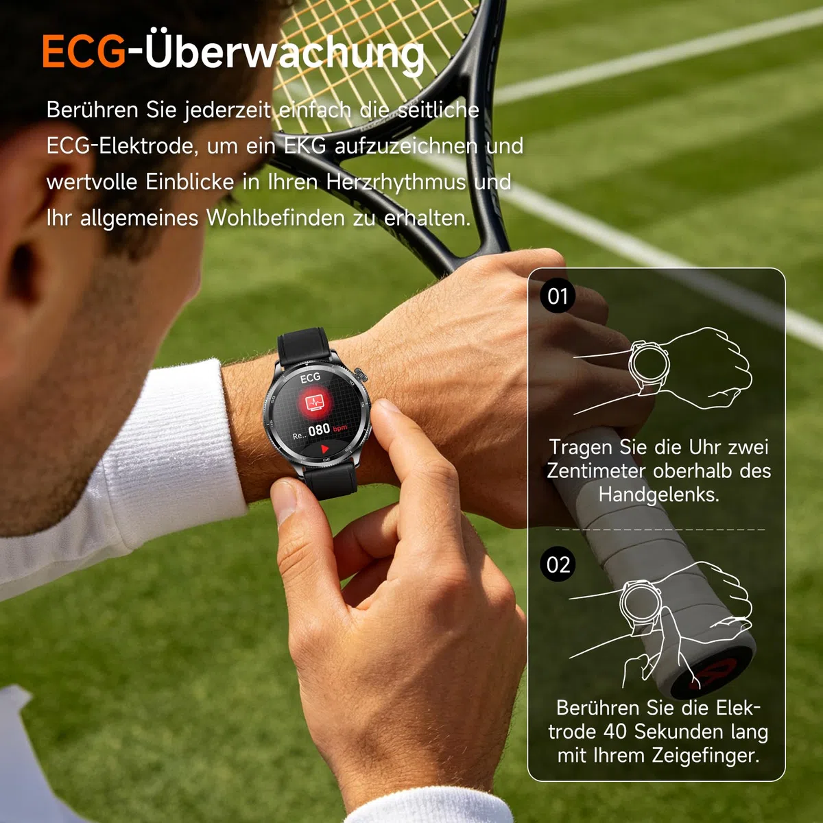 Smartwatch Herren Damen, 1.43" Smart Watch Rund mit Telefonfunktion | 1.43" Gesundheitsuhr mit 24H Pulsuhr SpO2 Harnsäure, SOS-Notruf, 150+ Sportmodi Fitnessuhr für iOS/Android, Schwarzes Leder