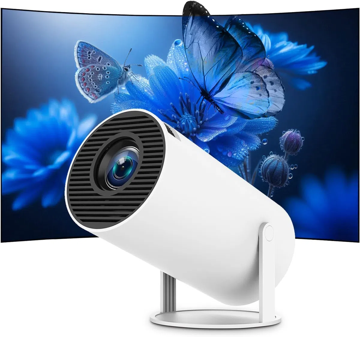 Mini Beamer Unterstützt 4K 1080P, Tragbarer Projektor mit WiFi 6 und Bluetooth 5.4, Kleiner Projektor Auto Keystone, 180° Drehung, Kompatibel mit HDMI/TV Stick/Memory Stick/Laptop