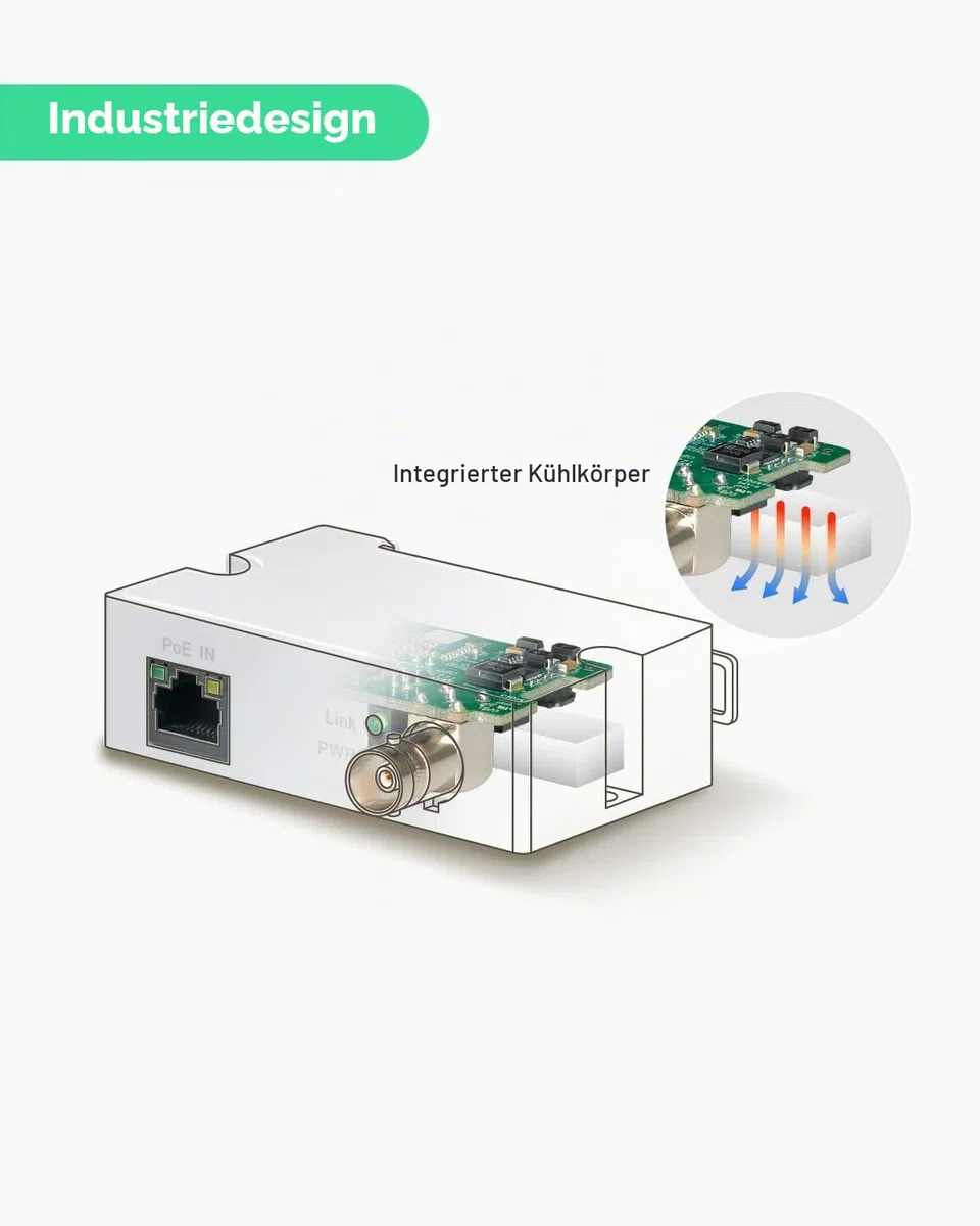 LINOVISION POE über Koax EOC Konverter IP über Koax Max. 3000 Fuß Strom- und Datenübertragung über RG59-Koaxialkabel zur Aufrüstung des analogen Überwachungssystems auf EIN IP-Überwachungssystem