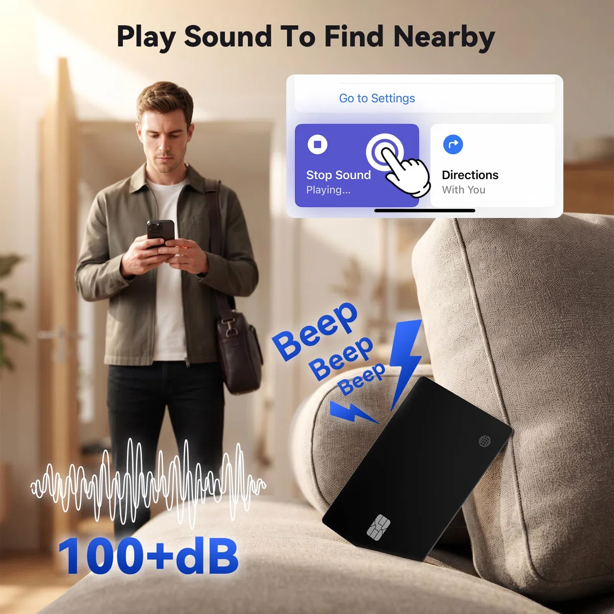 4 Pack Wallet Tracking Card für iOS und Andriod | Ultra Slim 0.07in, IP68 wasserdicht | Funktioniert mit iPhone & Google Samsung | für Brieftaschen, Schlüssel, Gepäck, Taschen