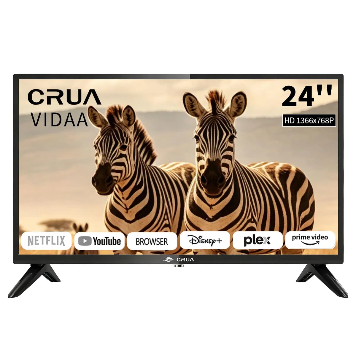 CRUA VIDAA Smart TV,24 Zoll (60 cm) TV,1366x768 HD TV,LED TV mit HDMI/USB/AV IN/Kompakt und Smart für Ihr Zuhause,Schwarz [Energieklasse E]