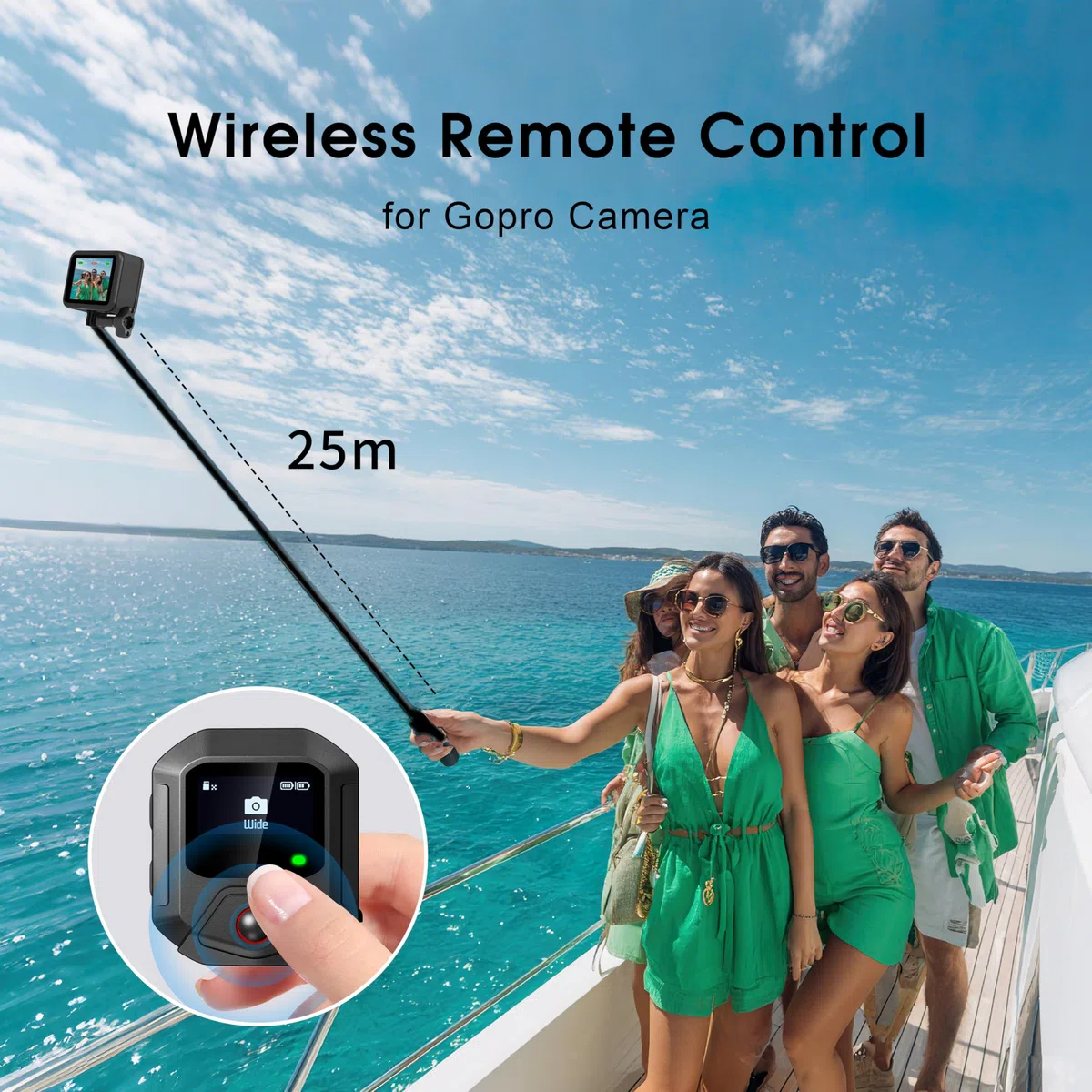Fernbedienung für GoPro Hero 13 Drahtloser tragbarer Smart Remote Controller mit Armband kompatibel mit Go Pro 13 12 11 MAX 2 Display Action Camera Power Battery Zubehör