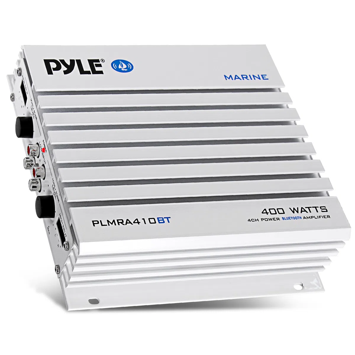 Pyle 2.1 Bluetooth Marine-Verstärker-Empfänger - Wasserdichter 4-Kanal-Audio-Jumperverstärker für Stereolautsprecher mit 400 W Dual-MOSFET-Leistung - PLMRA410BT