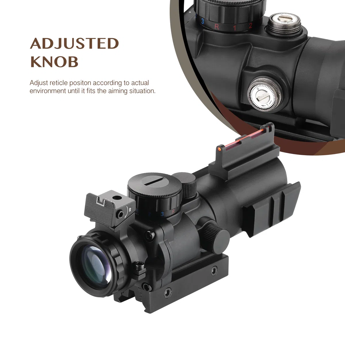 AOMEKIE Zielfernrohr 4x32mm mit Fiberoptic und 11mm/22mm Schiene Airsoft Red Dot Visier Sight Leuchtpunktvisier Rotpunktvisier für Jagd Softair und Armbrust
