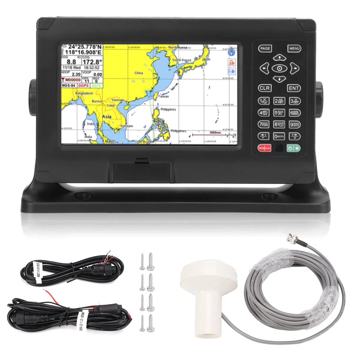 8 Zoll Fischfinder Kartenplotter, hohe Genauigkeit GPS BDS wasserdicht Keyed Assist, Marine Elektronik für Angler Boote Yachten und Wassersport Fahrzeuge