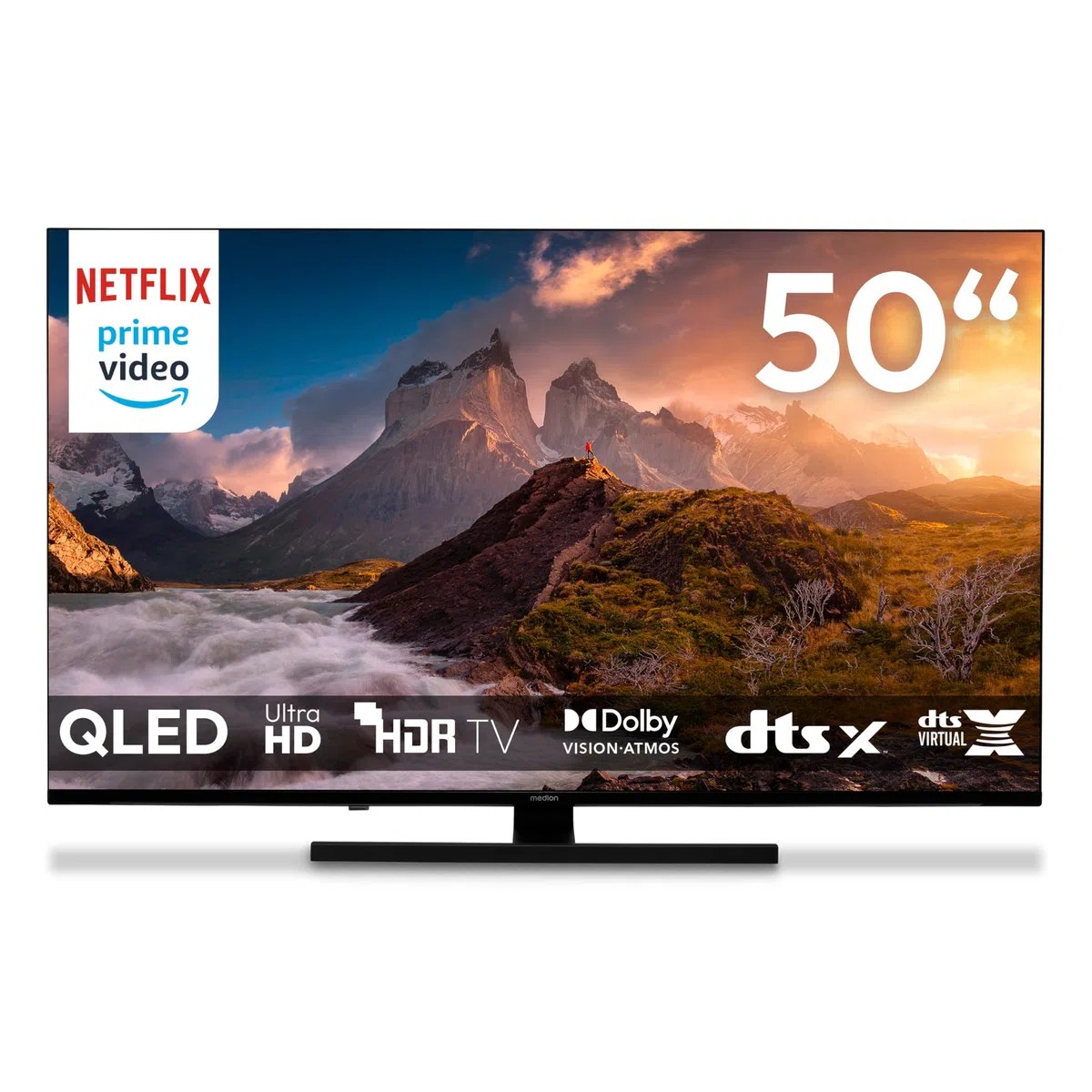 MEDION 125,7 cm (50 Zoll) QLED Fernseher (Smart TV, 4K, Dolby Vision HDR, Prime Video, Disney+, Dolby Atmos, DTS X, kompatibel mit Google TV, PVR, Bluetooth, MD 850700)