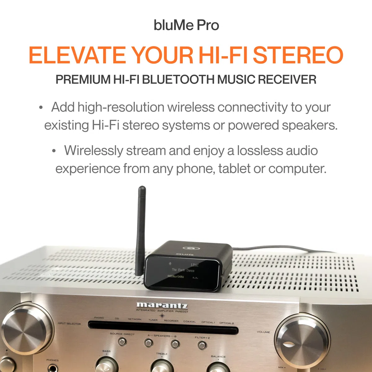 Auris Blume Pro Hi-Fi Bluetooth 5.3 Musik-Receiver - Bluetooth-Adapter mit Audiophilem DAC, LDAC, AptX HD, OLED-Display, Optischem Koaxialem AUX-Ausgang für Home Stereo, AV-Receiver oder Verstärker