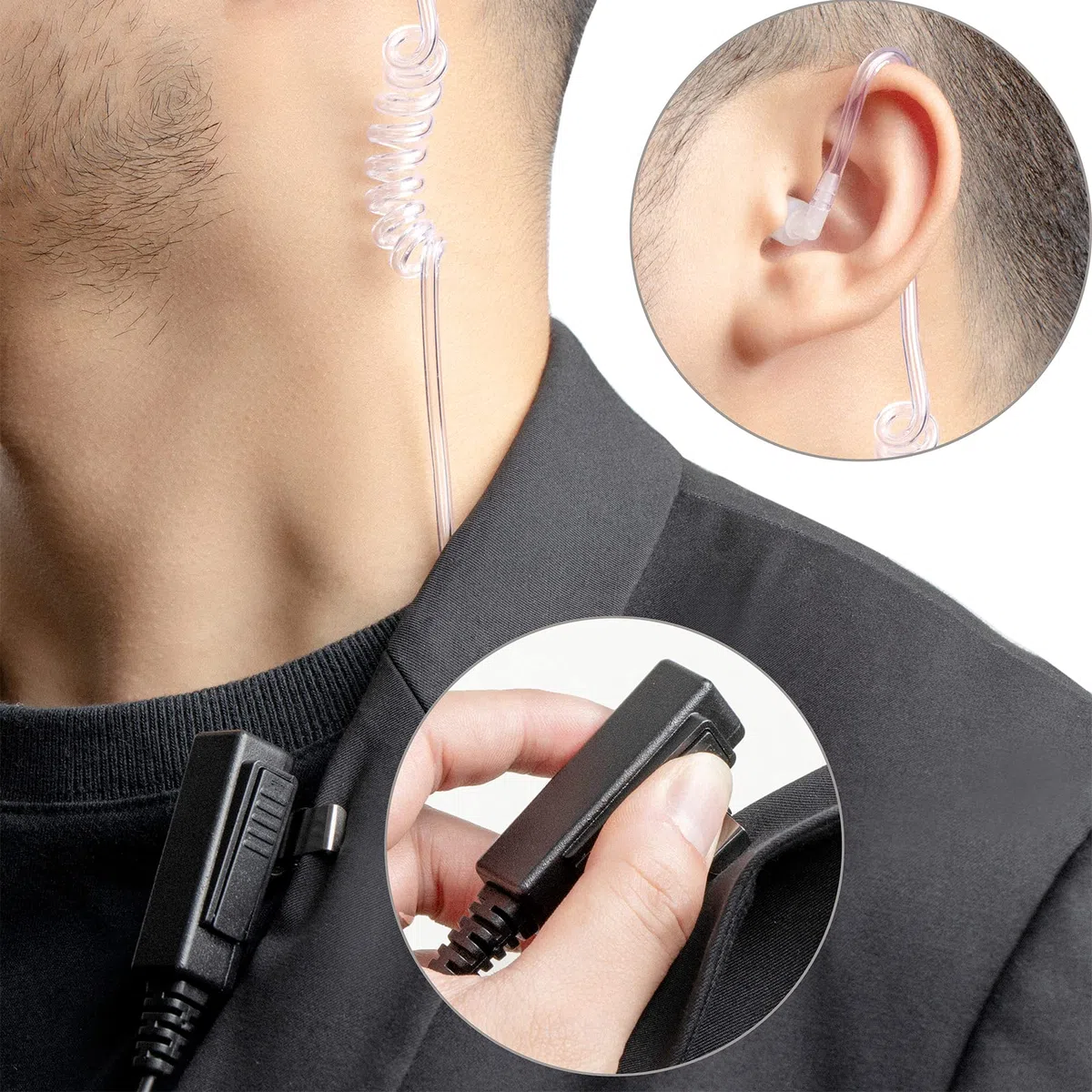 SHON Walkie-Talkie-Ohrhörer-Mikrofon, PTT klarer Klang, Radio-Headset mit Schnelltrenn-Luftschlauch, für Kenwood Walkie-Talkie, 1 Jahr Garantie