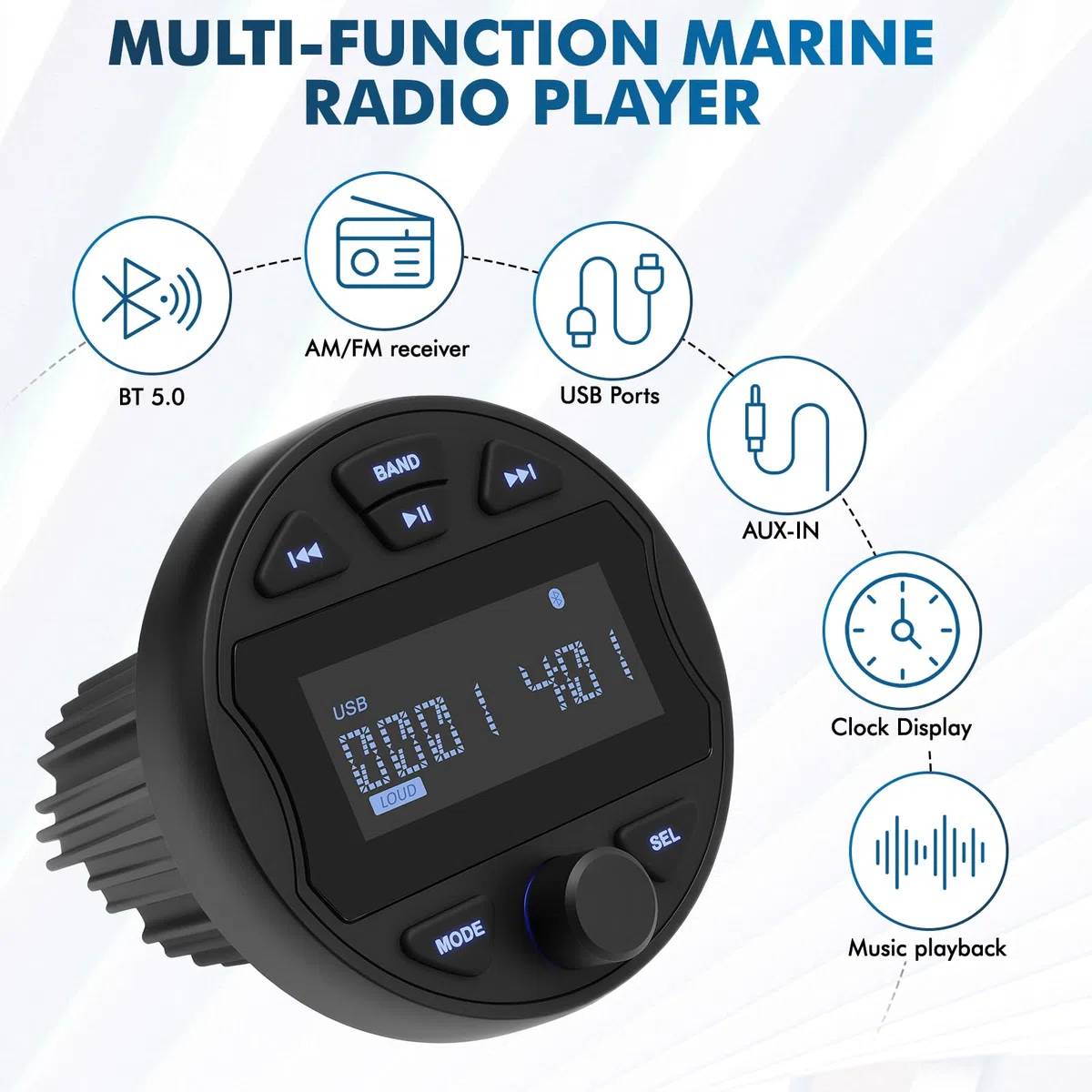 Boot Radio Wasserdicht MP3 Player Marine Stereo-Empfänger mit AM/FM Radio für Boote, Yachten Marineboote