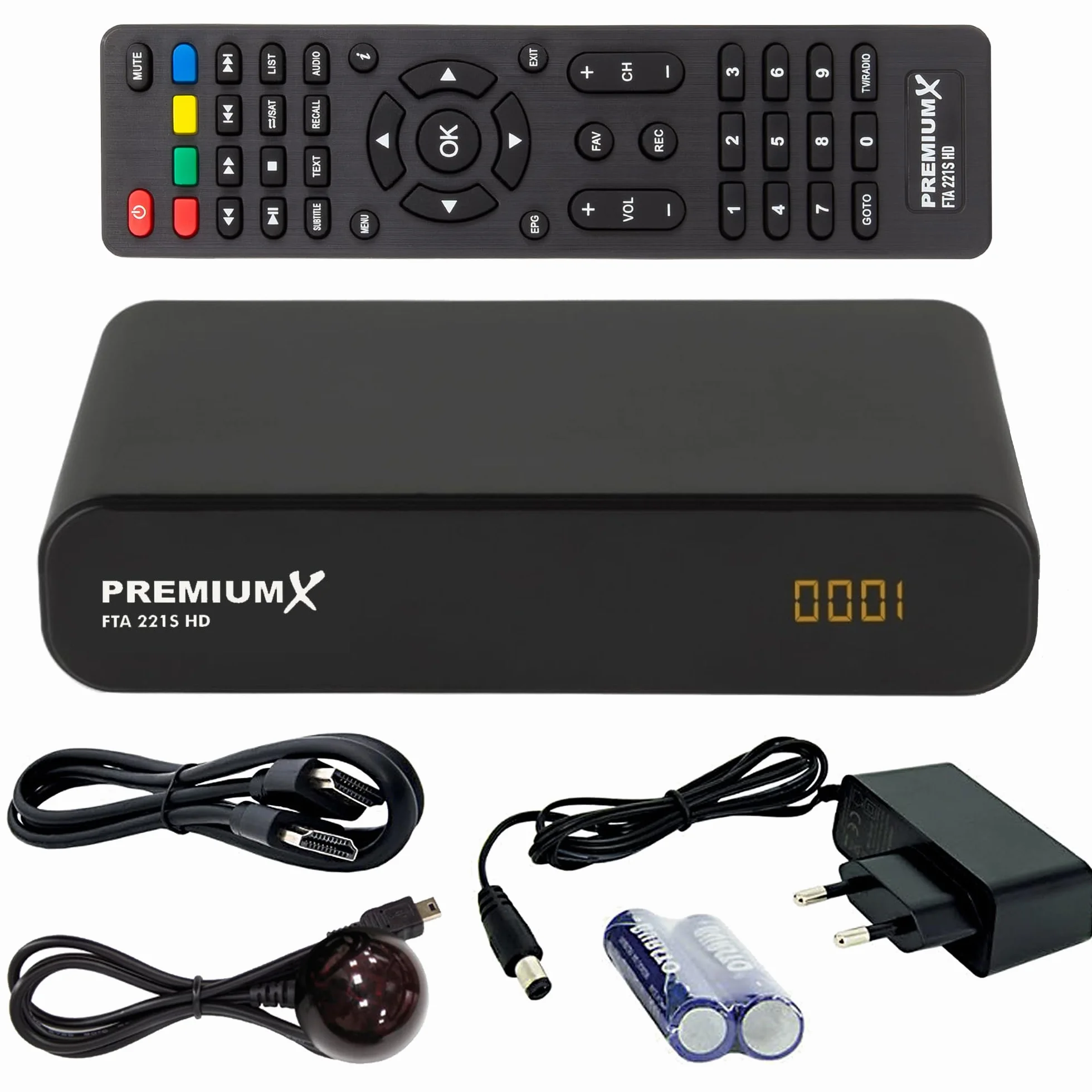 PremiumX Satelliten-Komplettanlage 4 Teilnehmer 60cm Antenne Hellgrau Quad LNB 50m Kabel 4X HD TV SAT-Receiver HDMI-Kabel