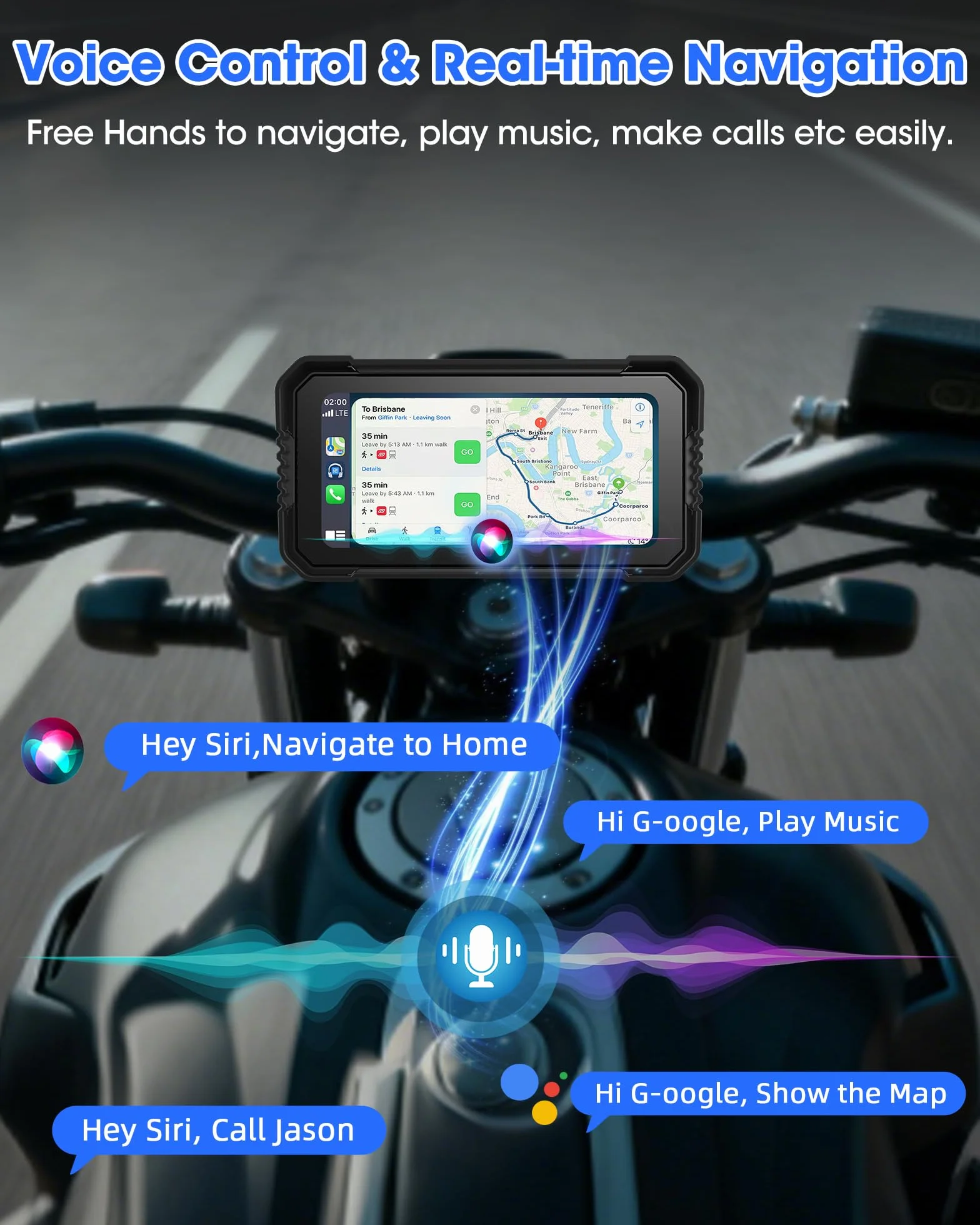 4K Motorrad Carplay Android Auto 6,25 Zoll Motorrad Display mit Dashcam Moto.rrad Navigationsgeräte für Motorräder mit Siri/G-oogle Assistant, Dual-Bluetooth, 64G TF-Karte, Fernbedienung
