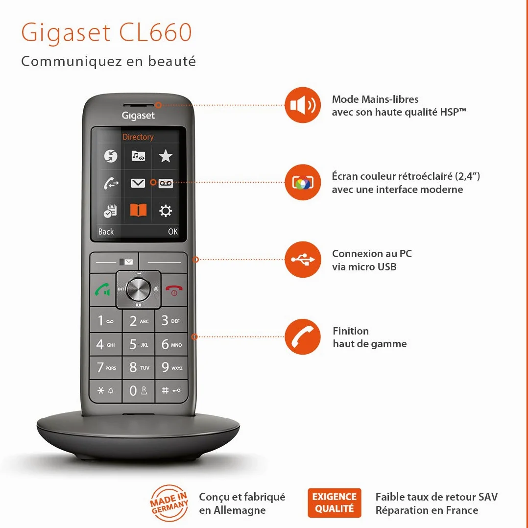 Gigaset Family – 2 schnurlose Telefone mit großem, farbigem Display und hoher Reichweite – anthrazit-grau