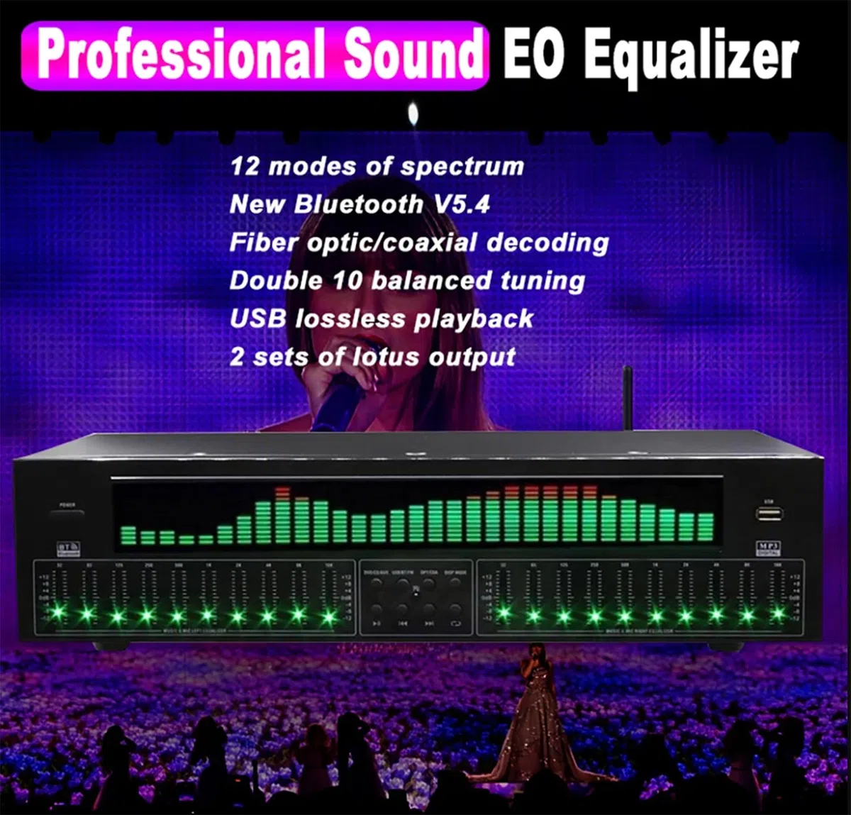 31-Band-Digital-Equalizer, Professioneller Digitaler Audio-Stereo-Grafik-EQ, Musikspektrumanalysator, LED-Audio-Soundprozessor-Soundsystem, Rauschunterdrückung, Für Aufnahmestudio