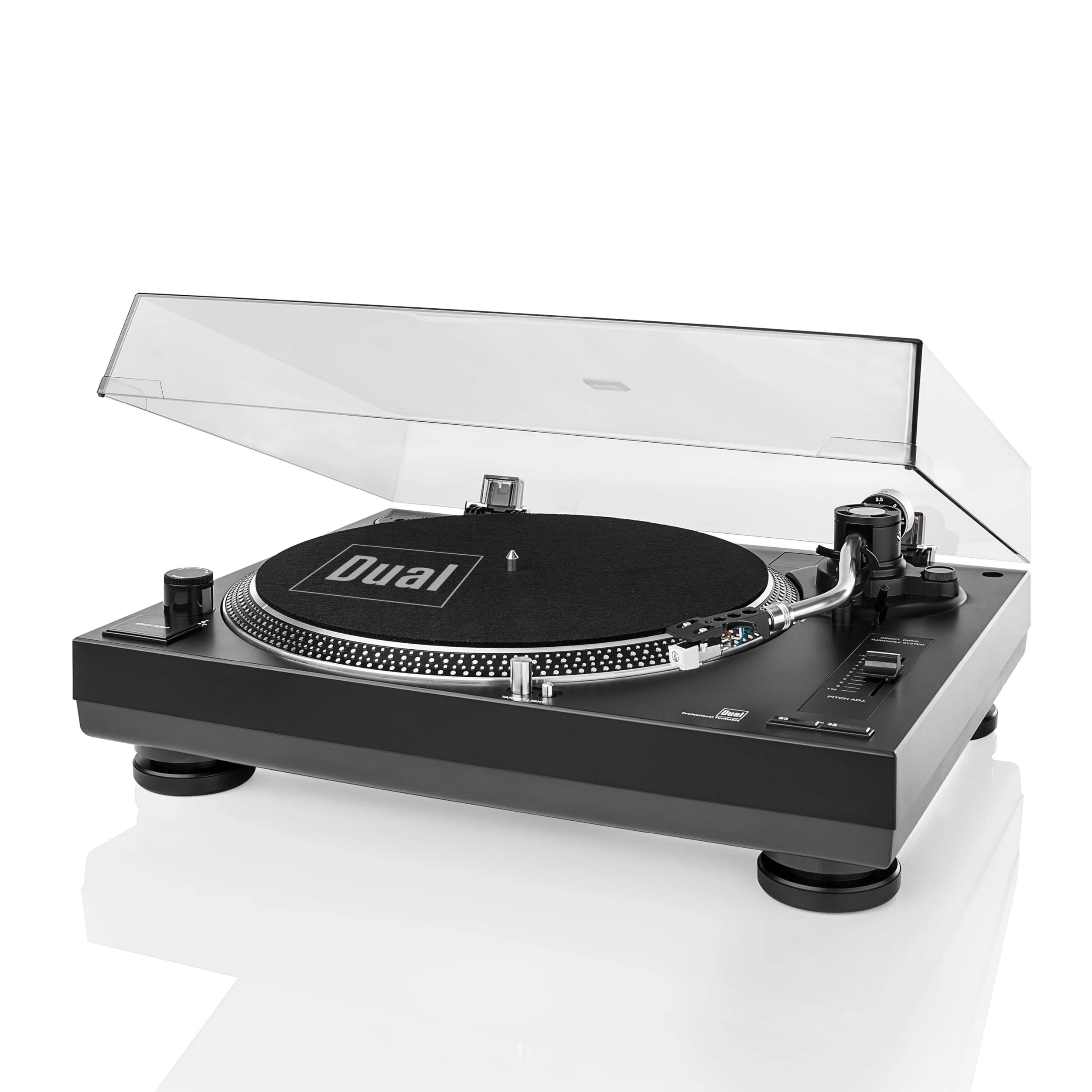 Dual DTJ 301.1 USB DJ-Plattenspieler (33/45 U/min, Pitch-Control, Magnet-Tonabnehmer-System, Nadelbeleuchtung, USB Kabel) schwarz