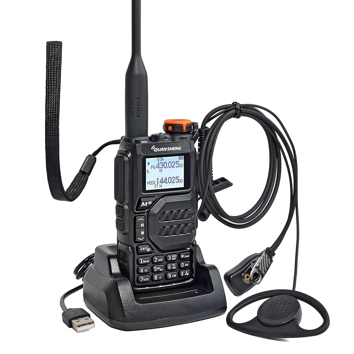 HYS Quansheng UV-K5(8) VHF UHF 5W Walkie Talkie | Long Range Wiederaufladbares Zwei-Wege-Funkgerät (mit Schraubhalterung), 200 Kanal VOX-Funktion, LED-Licht eingebaut