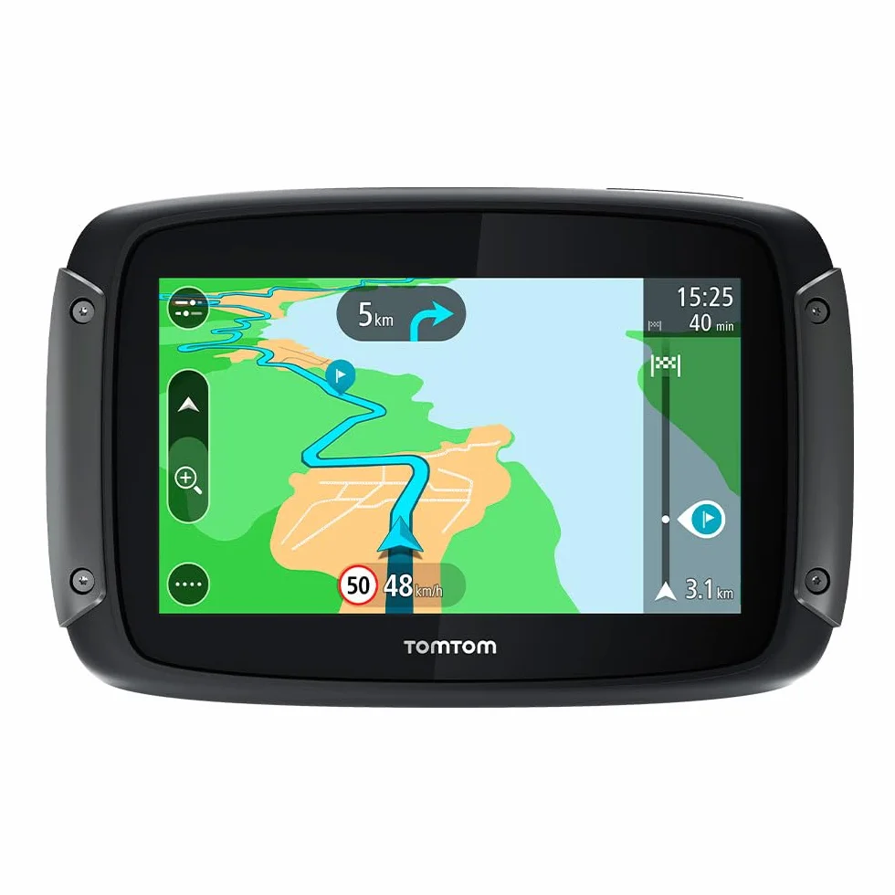 Tomtom Motorrad Navi Rider 550-4,3 Zoll, kurvige und bergige Strecken, Karten-Updates Welt, Stauvermeidung Dank Traffic, Halterung, Updates über Wi-Fi (generalüberholt)