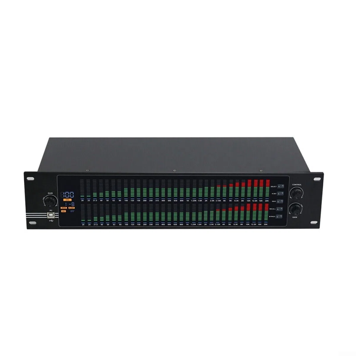 Dual 31-Bed Graphic Equalizer Spectrum Digital Equalizer with LCD Display and USB Control for Stage Performance
