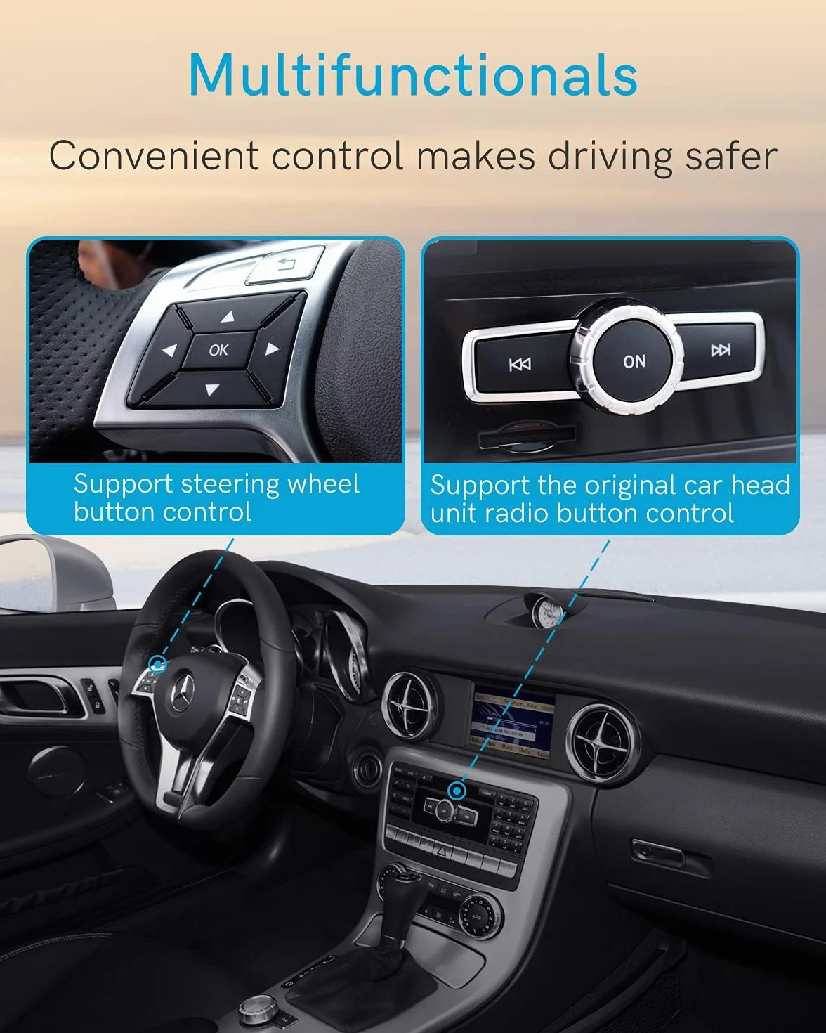 Bluetooth-Auto-Adapter für 2008–2012 Mercedes-Benz mit AMI-Anschluss, Bluetooth Receiver mit aptX-HD-Sound und AMI-Kabel