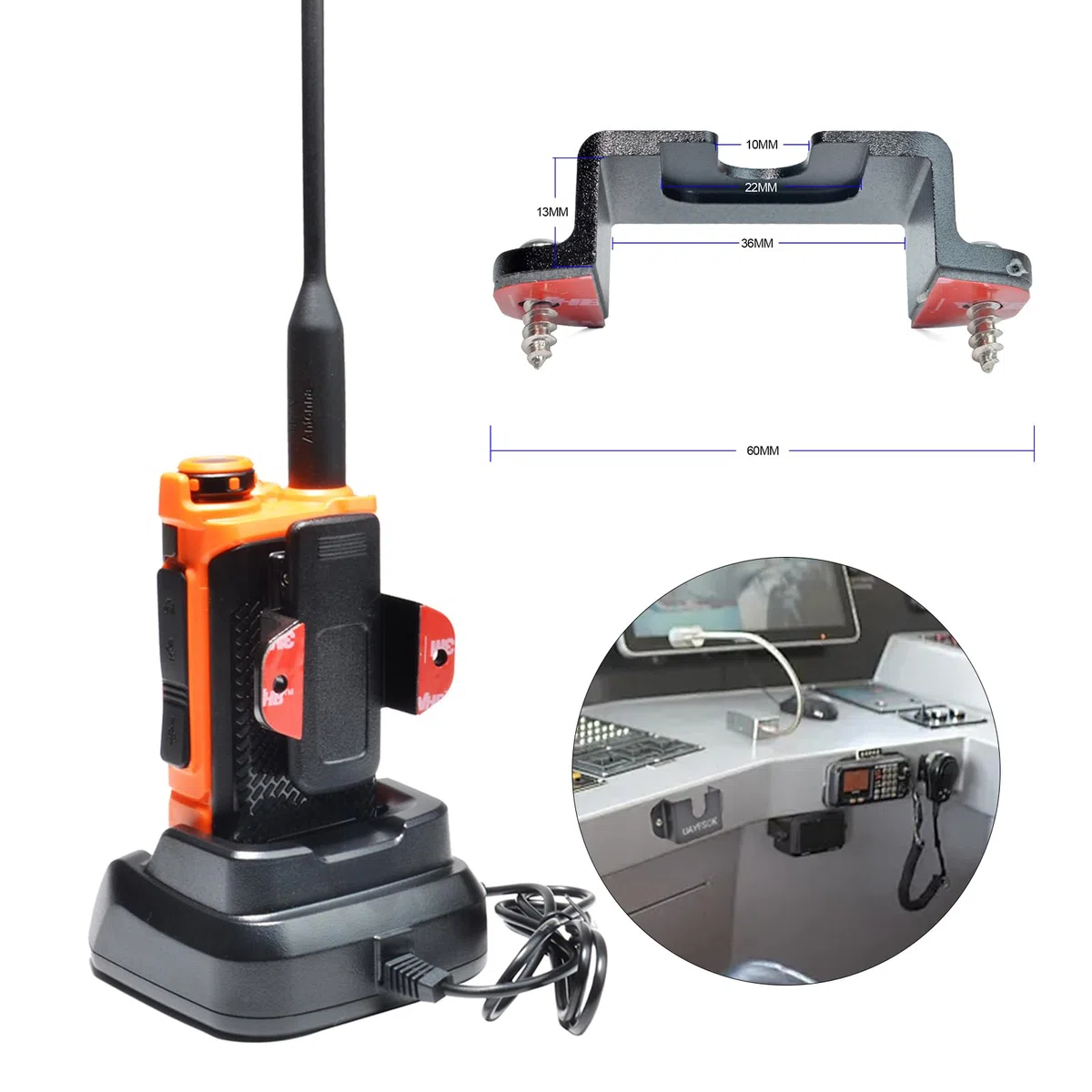 QUANSHENG UV-K6 Funkgerät 5W Walkie Talkie großer Reichweite Wiederaufladbare Handfunkgerät für Erwachsene Polizei Radio mit FM, NOAA, Typ-C Ladung, 200 Kanäle (UA-K6 mit Halterung)