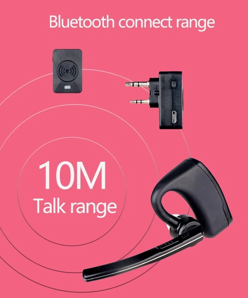radtel Radio Bluetooth Kopfhörer mit Noise Cancelling Mikrofon, kompatibel RT-470X RT-490 RT-890 RT-470 RT-590 und weiteren 2-poligen K Anschlüssen. (Aktualisierte Version) (Standard)
