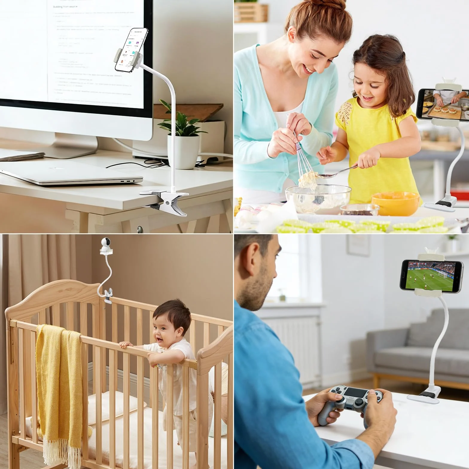 Kamera Halterung 40 cm Lang Kompatible mit HelloBaby Kamera Holder Kompatible mit GHB Flexible Monitor Halterung Kompatibel für Philips Avent Klemmerhalter Ständer Handyhalter