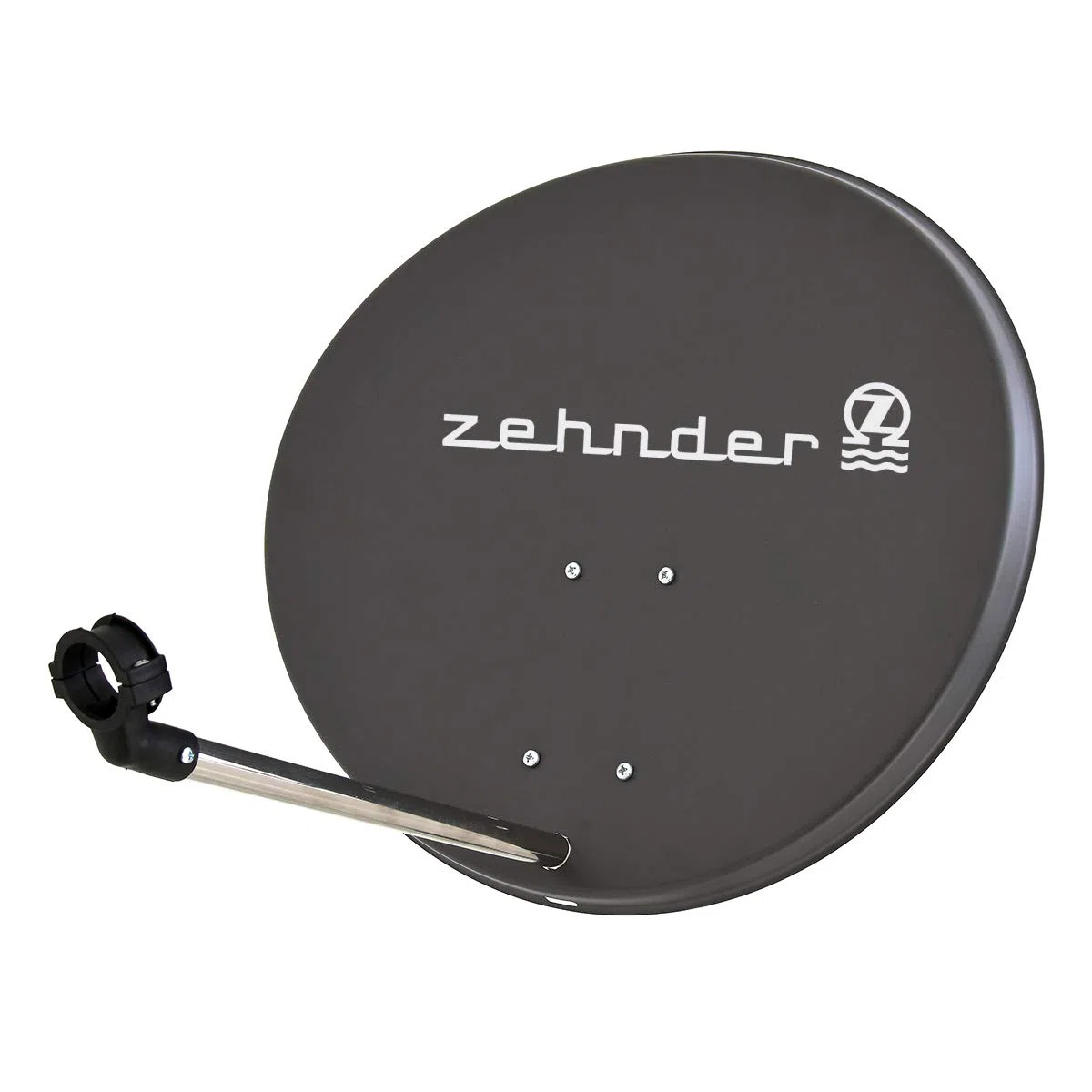Zehnder 60cm Spiegel Schüssel Stahl + Twin LNB | 2 Teilnehmer SAT Anlage HD Digital Set anthrazit | DVB-S/S2 Full HDTV 3D 4K Ultra HD UHD Empfang