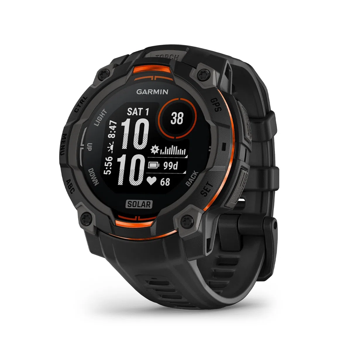 Garmin Instinct 3, Solar 45mm Rugged GPS smartwatch, Black | Solar charging,built in sports & health apps, LED flashlight, shock resistant,10ATM,unlimited battery life w/ Solar charging