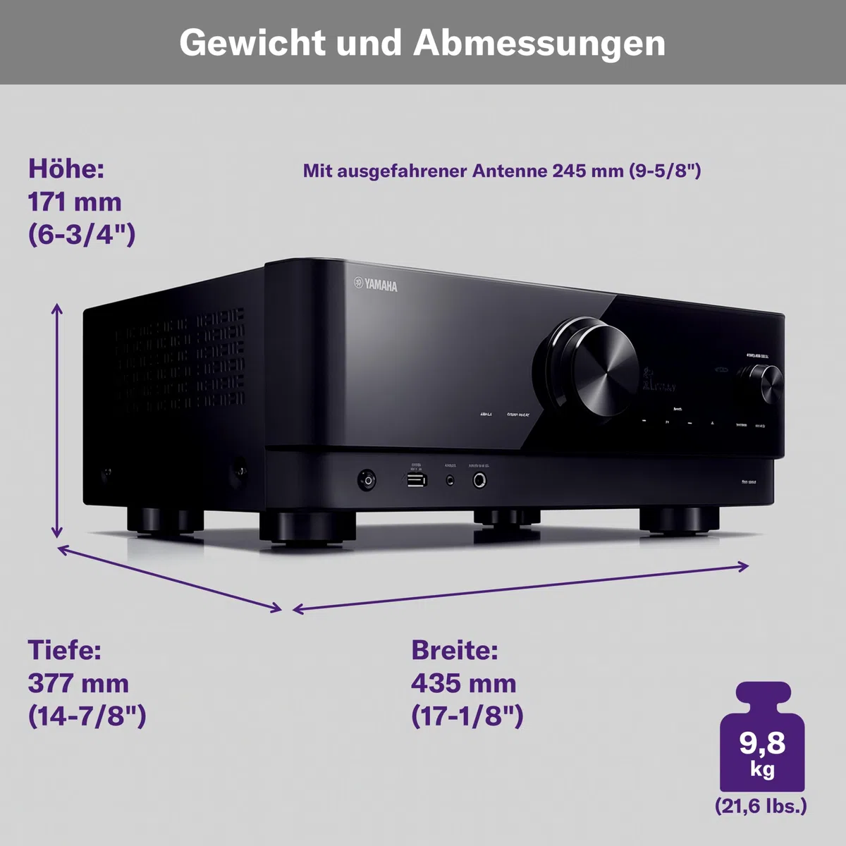 Yamaha AV-Receiver RX-V6A schwarz – Netzwerk-Receiver mit Dolby Atmos Height Virtualizer, Gaming spezifischen Funktionen und Voice Control Systemen – Allround-Talent mit 7.2 Kanälen