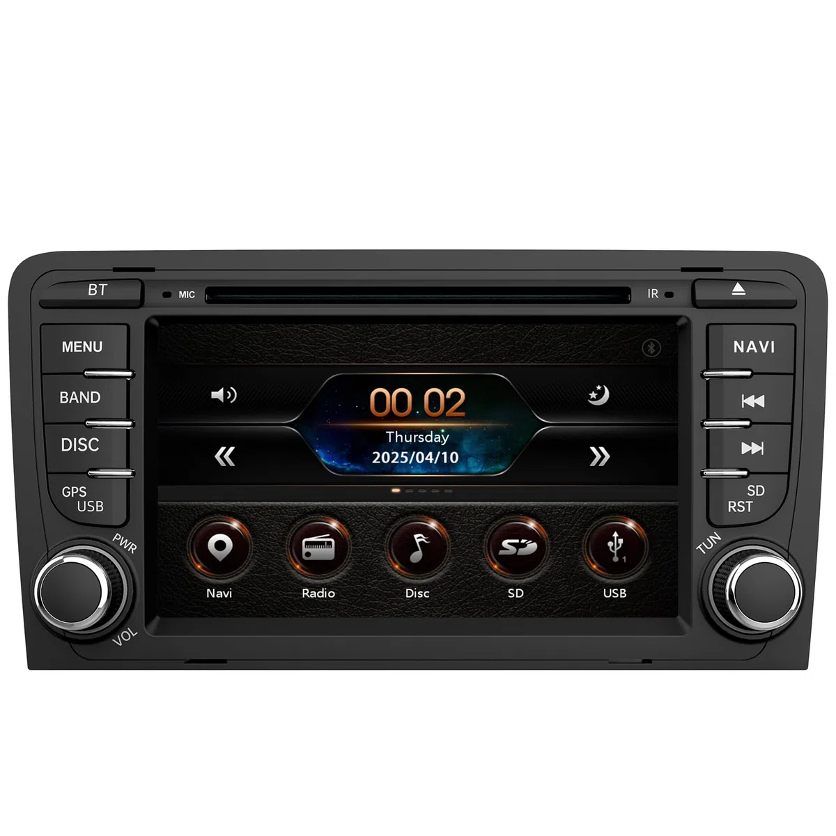 Junsun 2-DIN Autoradio für Audi A3/S3/RS3 2003–2012, 7 Zoll Touchscreen mit CD/DVD-Laufwerk, Lenkradsteuerung, MirrorLink, USB, Bluetooth, FM/AM Radio