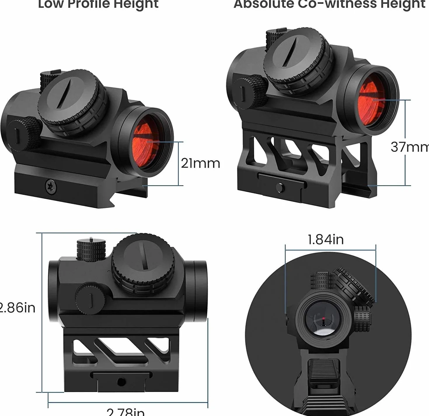 Feyachi V30 2MOA Red Dot Visier mit M37 1,5X - 5X Red Dot Lupe, Absolute Co-Witness